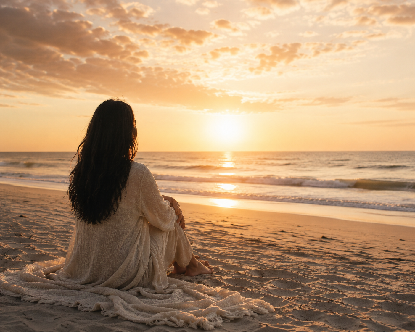 Woman sitting on the beach